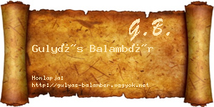 Gulyás Balambér névjegykártya