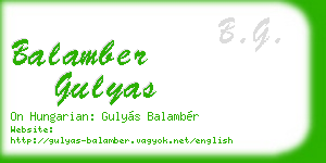 balamber gulyas business card
