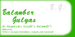 balamber gulyas business card